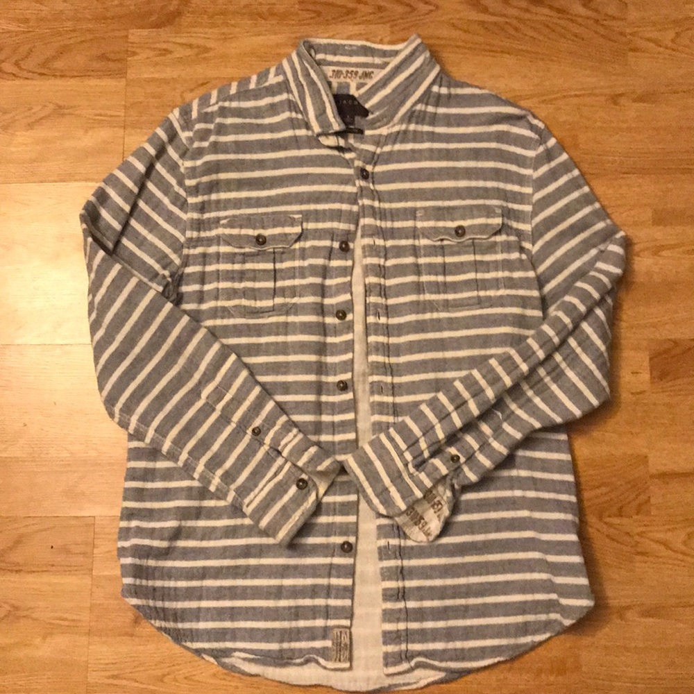 Jachs Large Flannel Striped Button Down